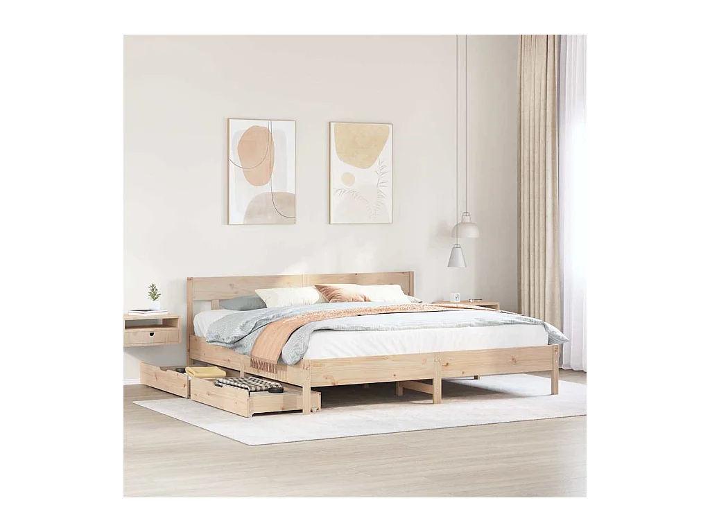Cadre de lit sans matelas 180x200 cm bois massif de pin