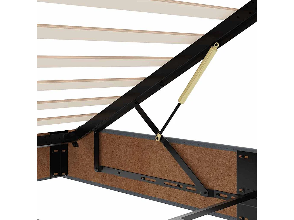 Estructura cama otomana con colchón gris oscuro 140x200cm