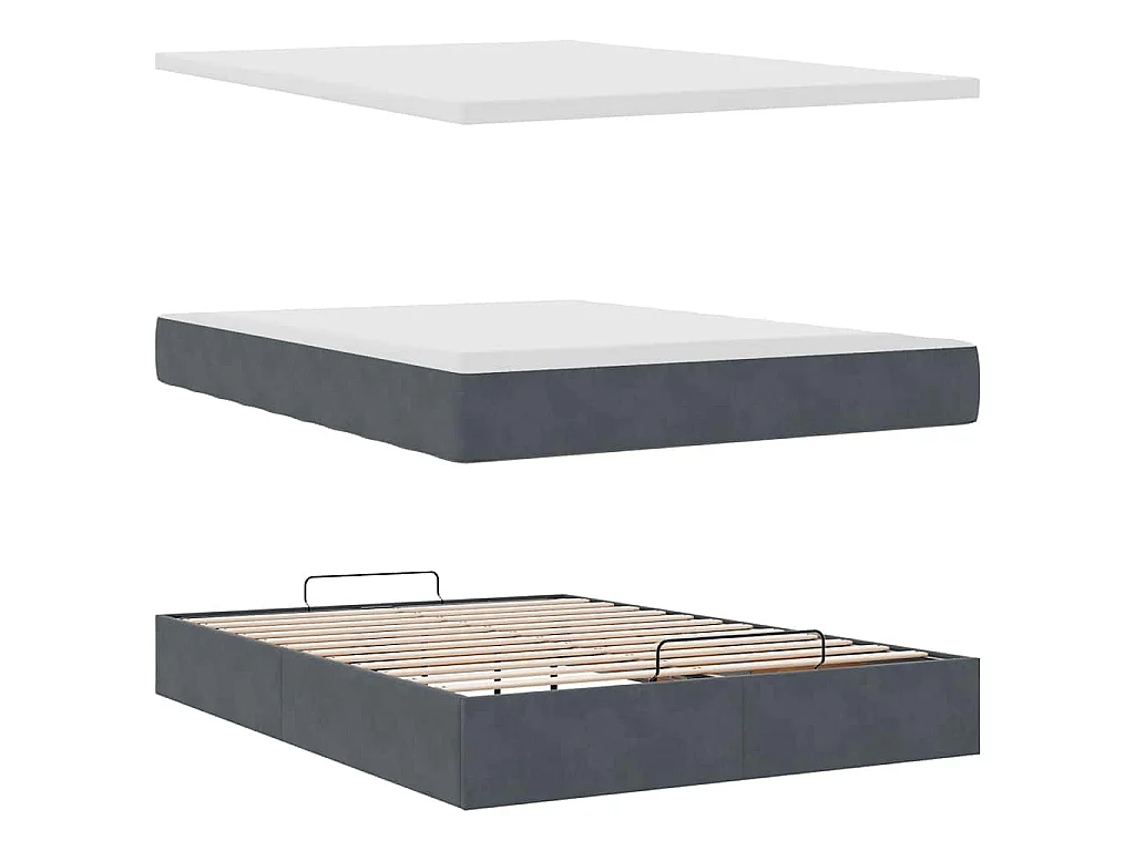 Ottoman bed met matras 140x200cm fluweel donkergrijs
