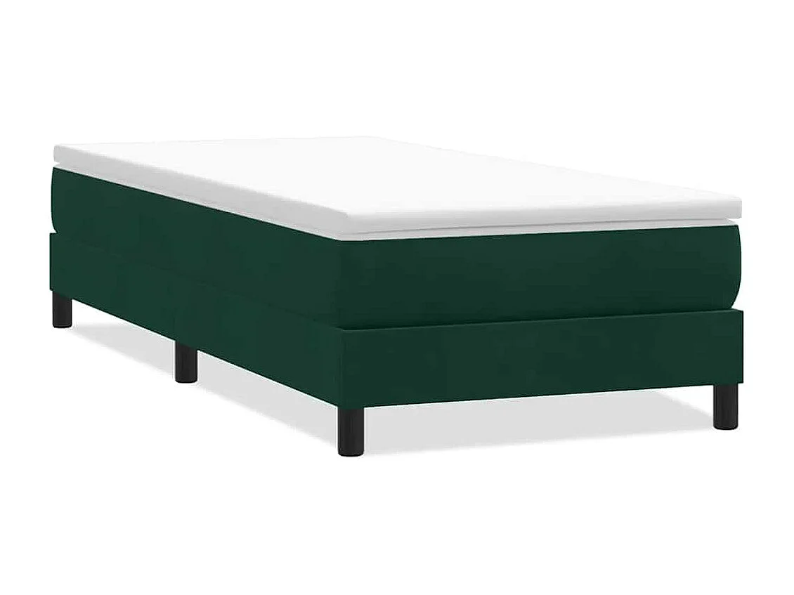 Cama box spring sin colchón terciopelo verde oscuro 90x210 cm