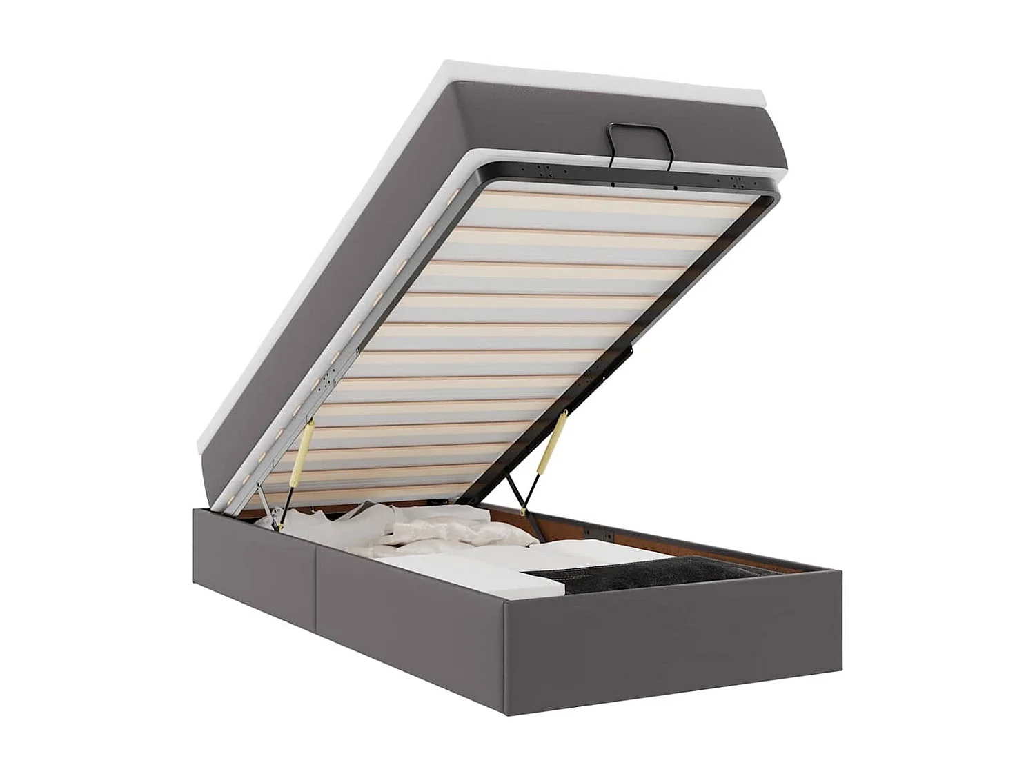 moldura de cama síriaXL otomana com colchão cinza 90x200cm couro falso