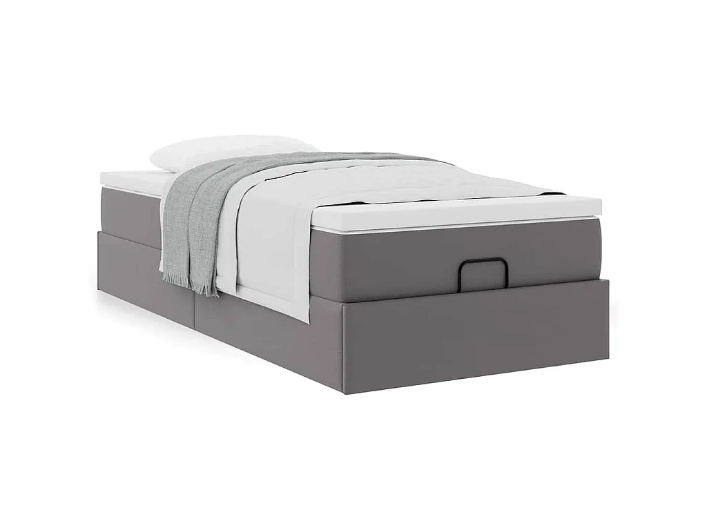 Ottoman bed met matras 90x200cm kunstleer grijs