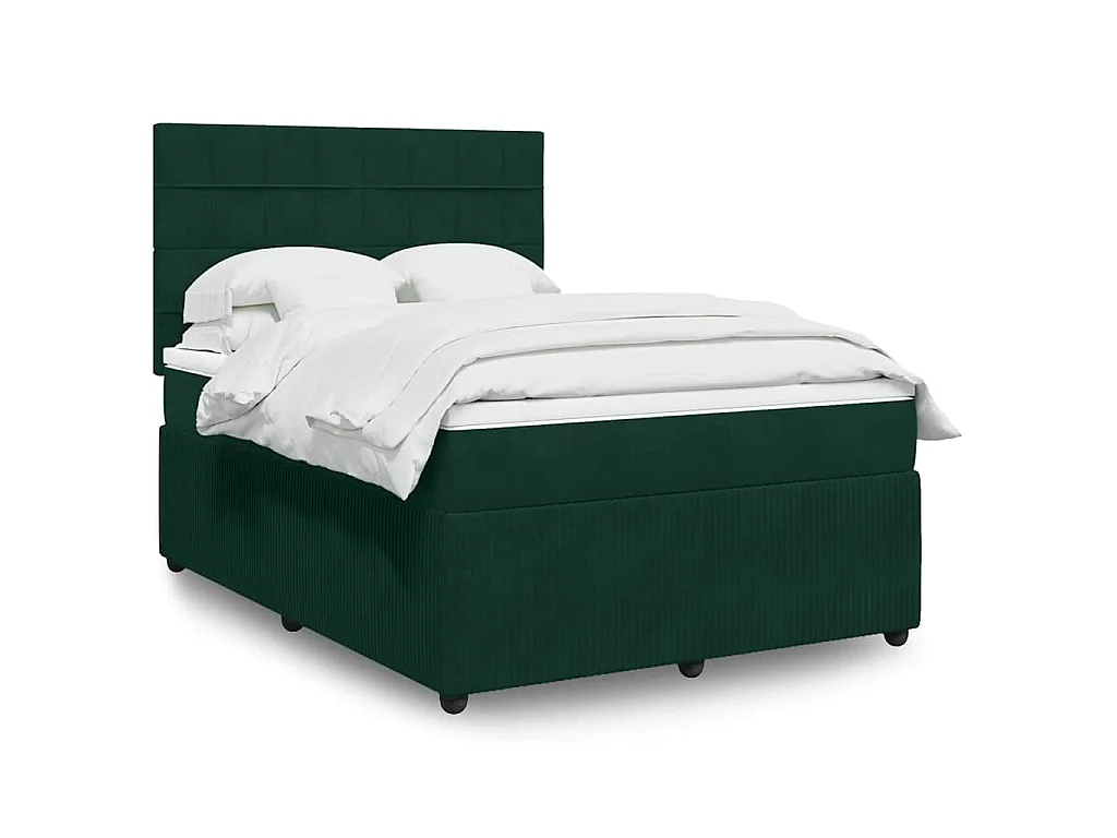 Sommier à lattes de lit et matelas Vert foncé 140x190cm Velours