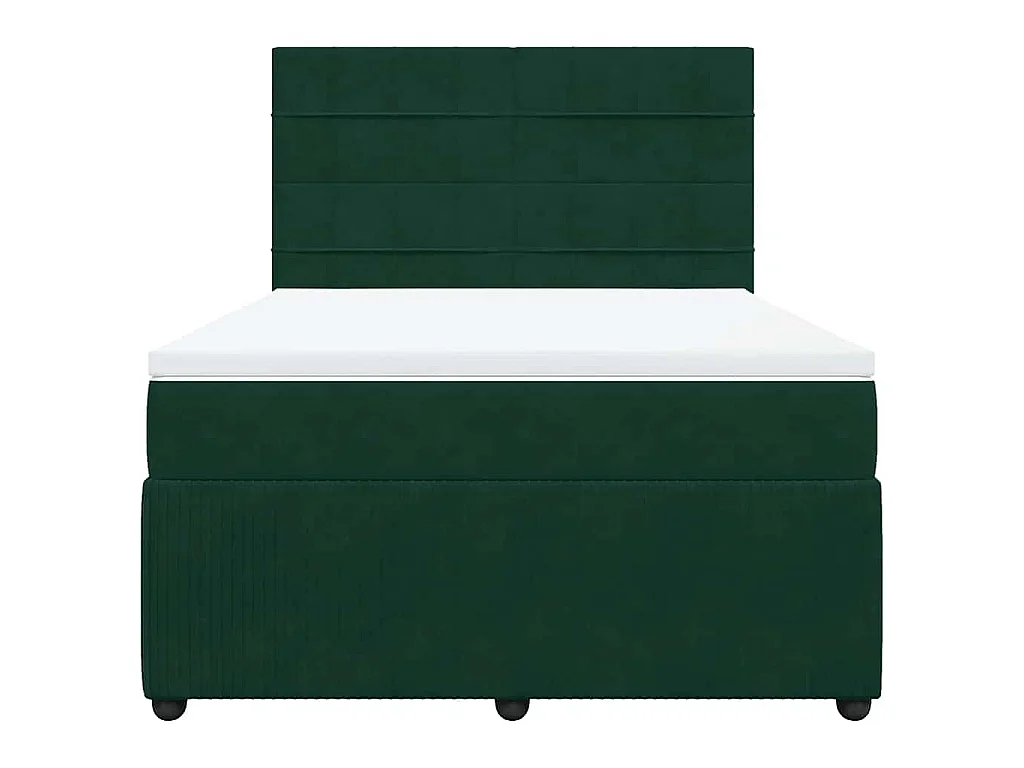 Sommier à lattes de lit et matelas Vert foncé 140x190cm Velours