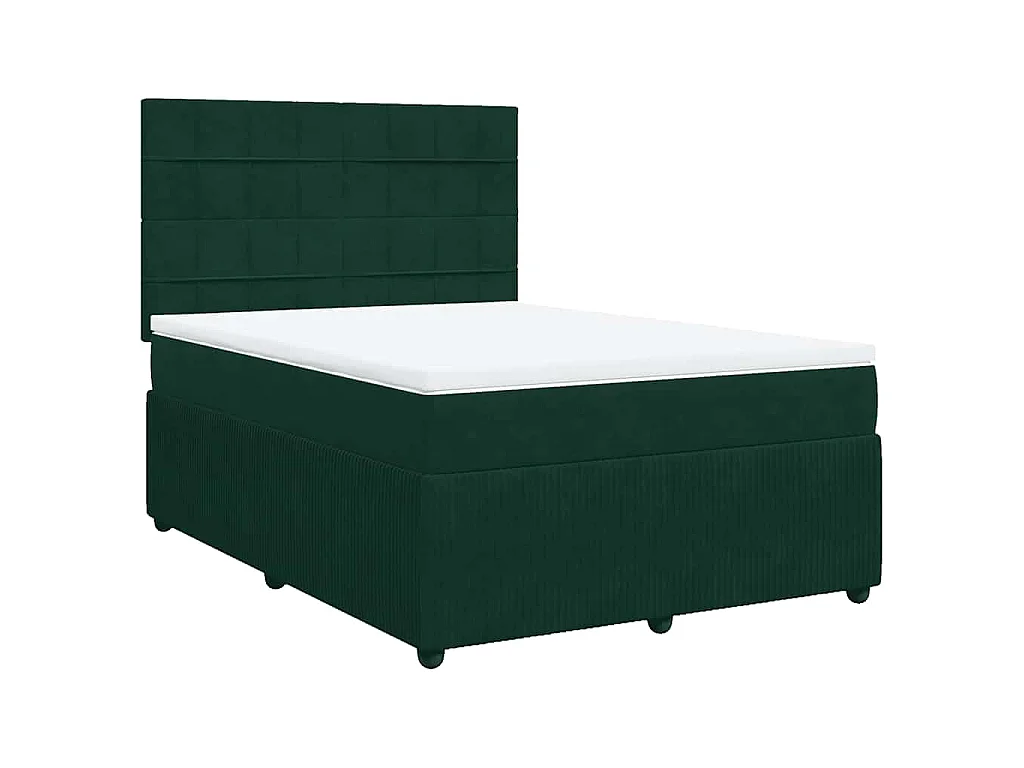 Sommier à lattes de lit et matelas Vert foncé 140x190cm Velours