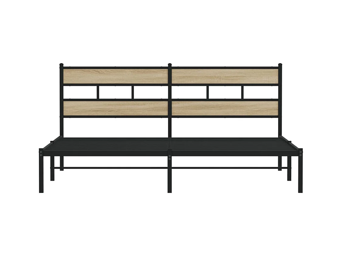 Cadre de lit en métal sans matelas chêne sonoma 180x200 cm