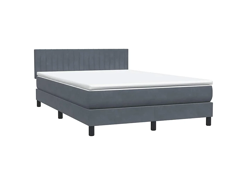 Cama box spring con colchón terciopelo gris oscuro 160x210 cm