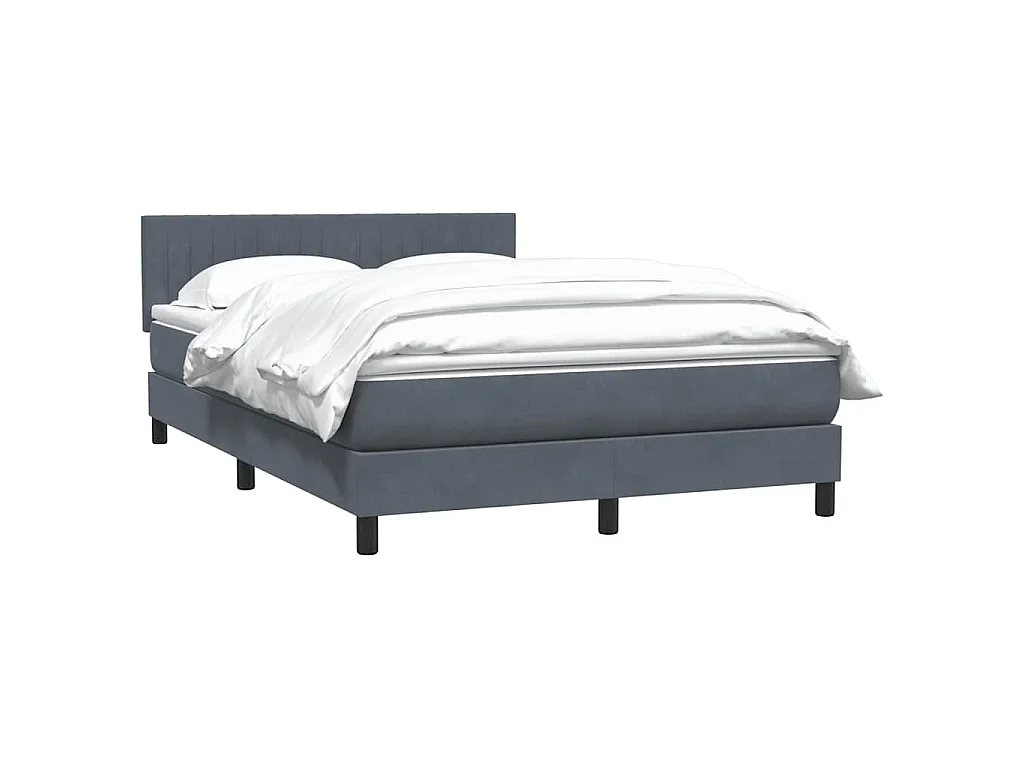 Cama box spring con colchón terciopelo gris oscuro 160x210 cm