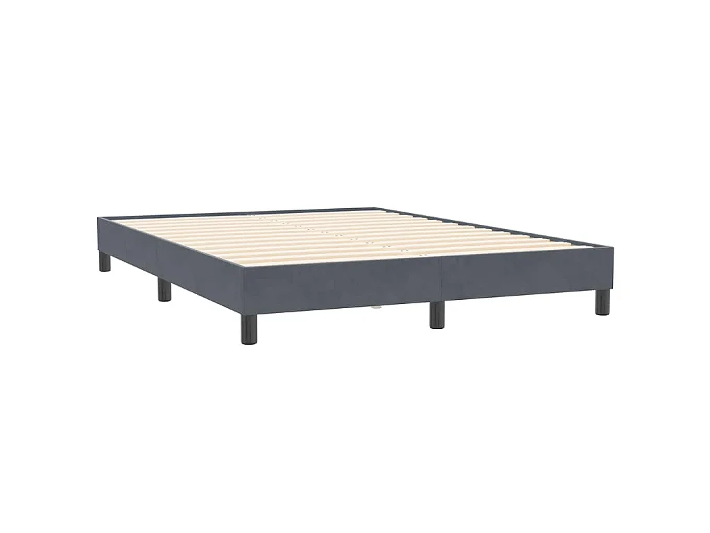 Cama box spring con colchón terciopelo gris oscuro 160x210 cm