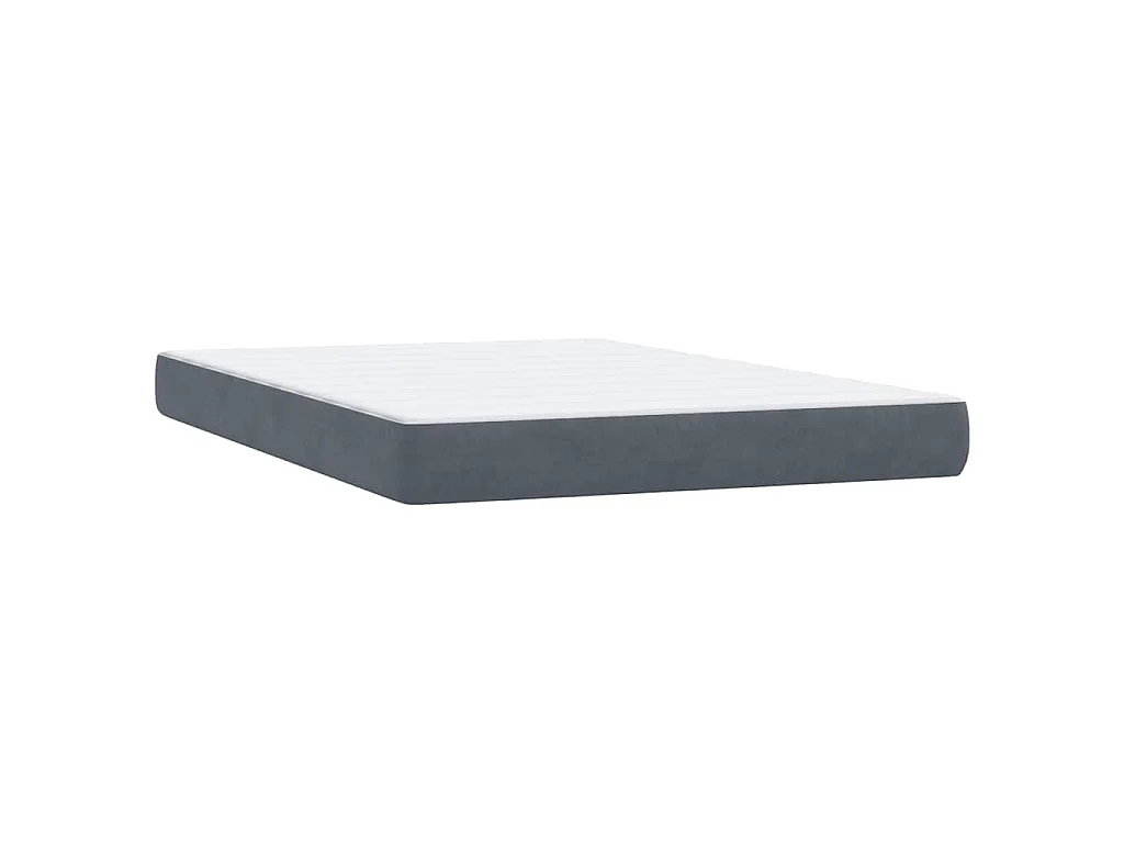 Cama box spring con colchón terciopelo gris oscuro 160x210 cm
