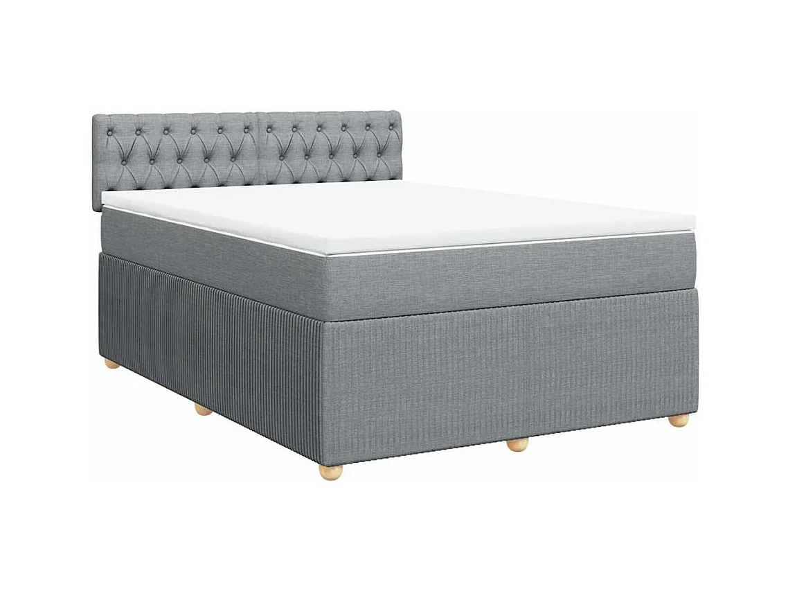 Sommier à lattes de lit avec matelas Gris clair 140x190cm Tissu