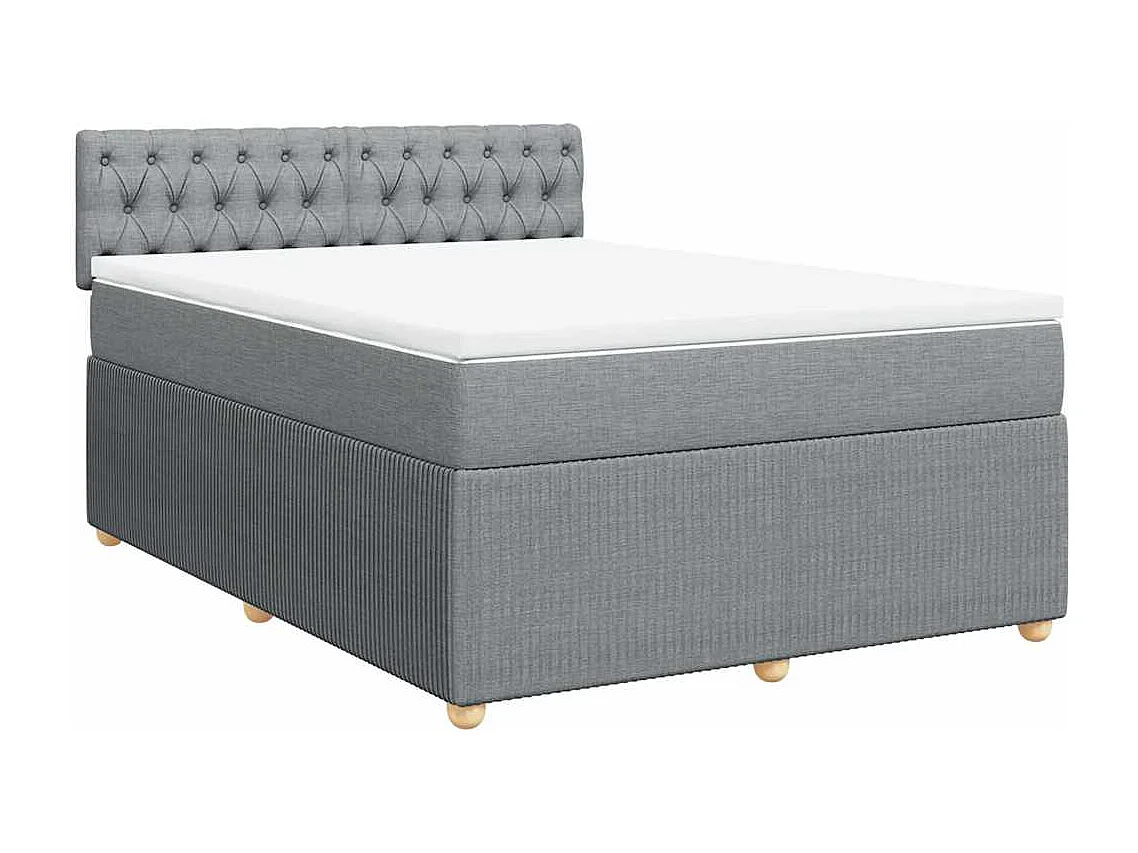 Cama com molas/colchão 140x190 cm tecido cinzento-claro