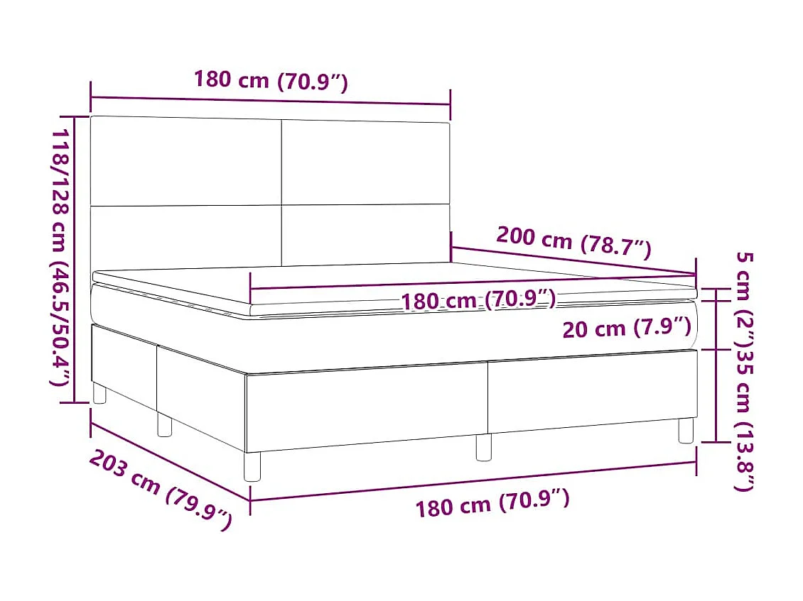 Sommier à lattes de lit et matelas Vert foncé 180x200cm Velours