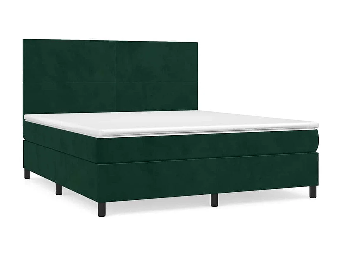 Giroletto a Molle con Materasso Verde Scuro 180x200 cm Velluto