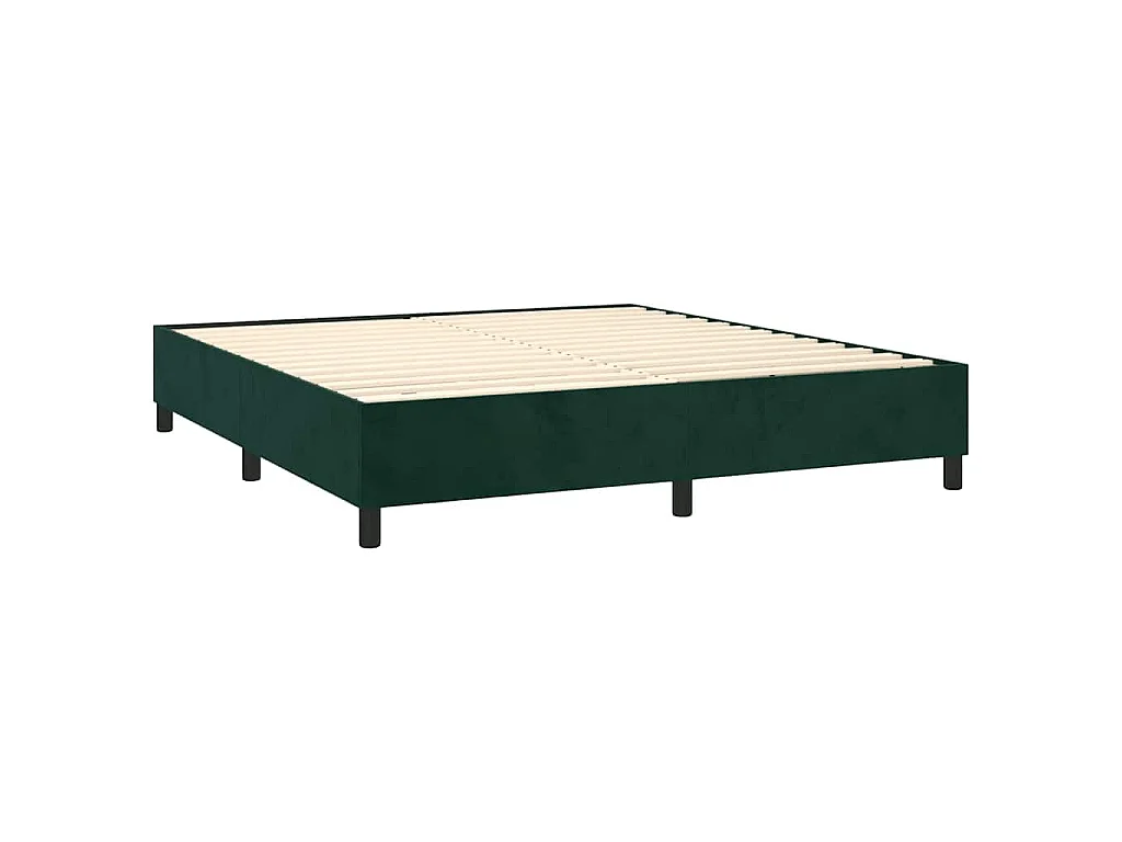 Giroletto a Molle con Materasso Verde Scuro 180x200 cm Velluto