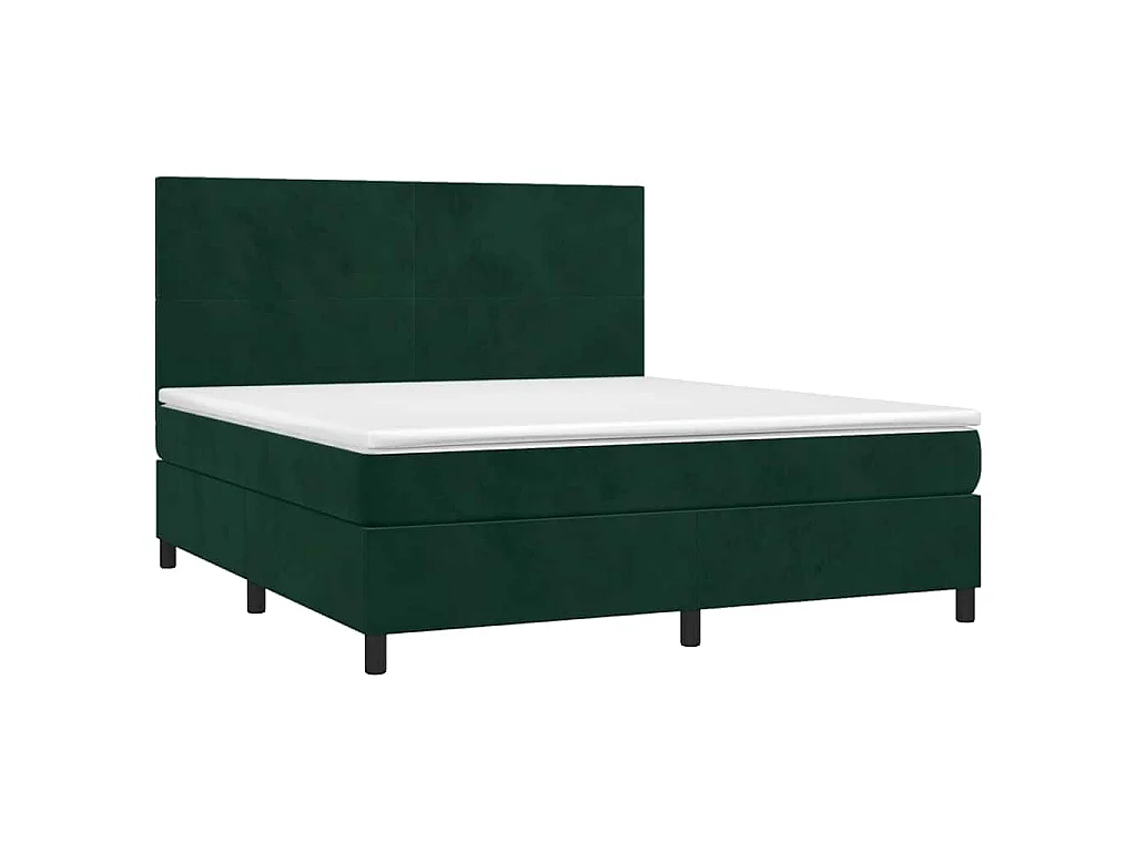 Cama box spring con colchón terciopelo verde oscuro 180x200 cm