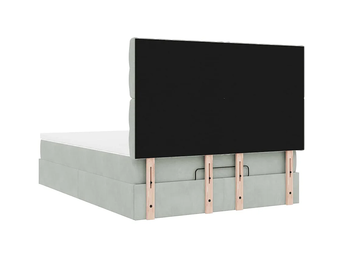 Cadre de lit ottoman et matelas gris clair 140x190 velours