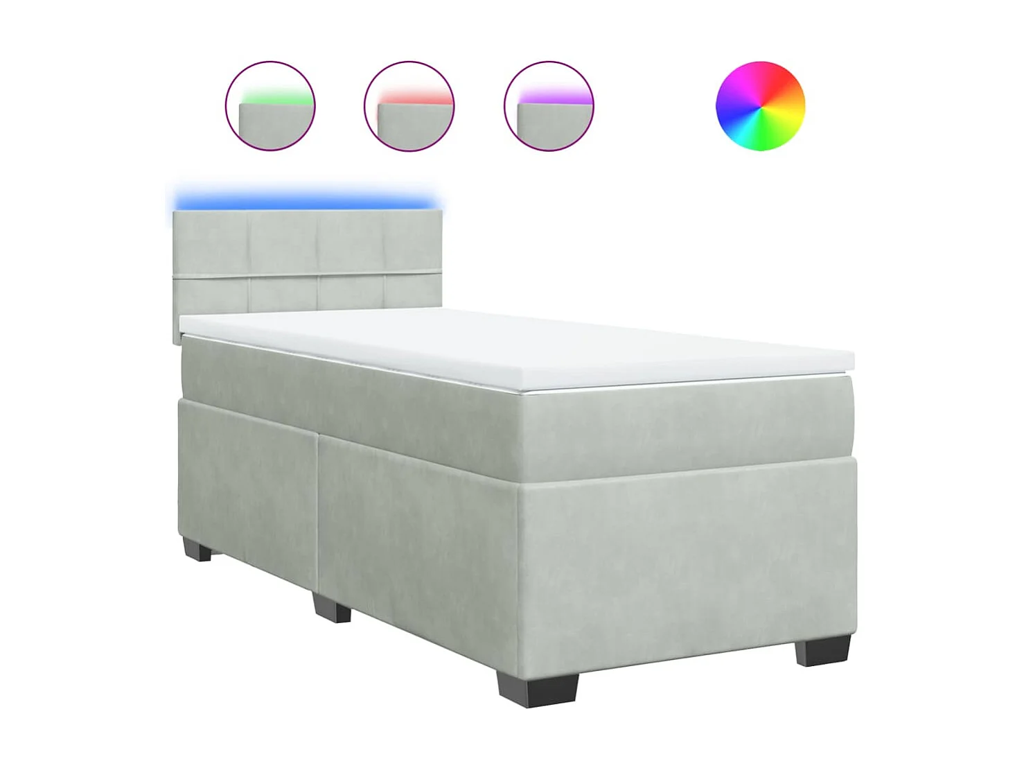 Sommier à lattes de lit et matelas Gris clair 90x200 cm Velours