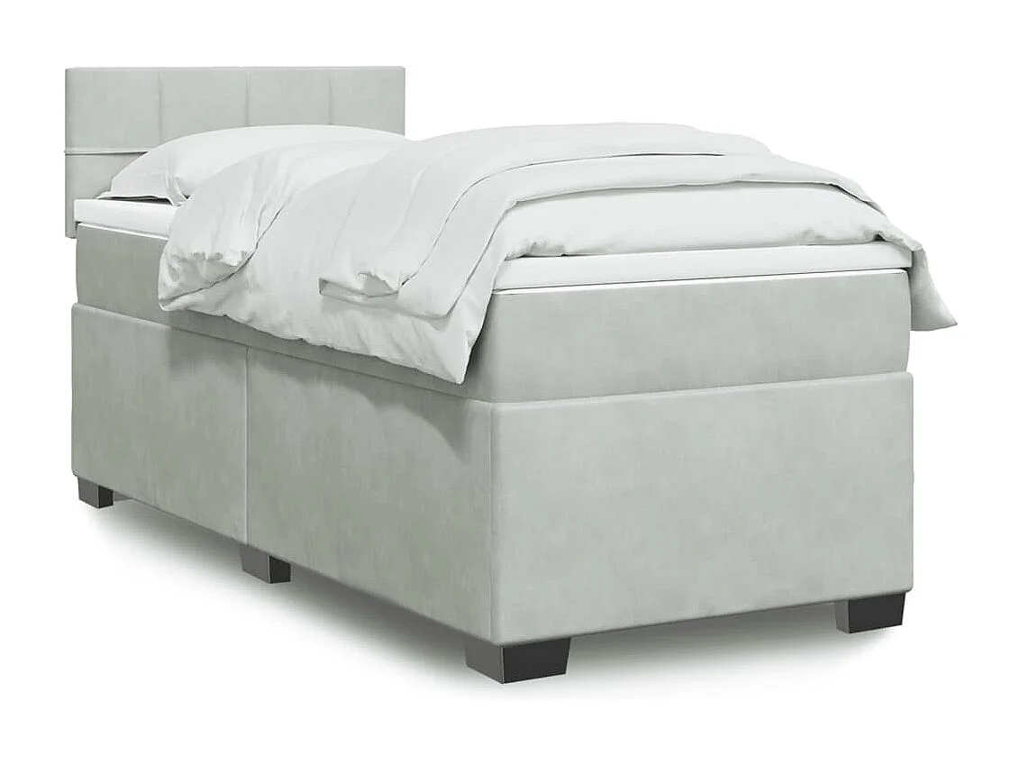 Sommier à lattes de lit et matelas Gris clair 90x200 cm Velours