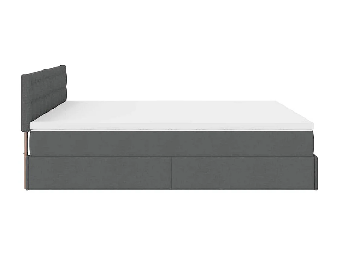 Cadre de lit ottoman avec matelas gris foncé 160x200cm tissu