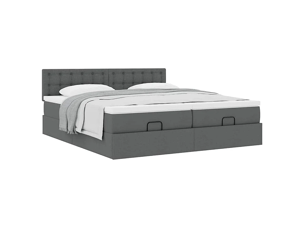 Ottoman-Bett mit Matratzen Dunkelgrau 160x200 cm Stoff
