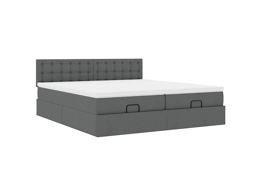 Ottoman-Bett mit Matratzen Dunkelgrau 160x200 cm Stoff