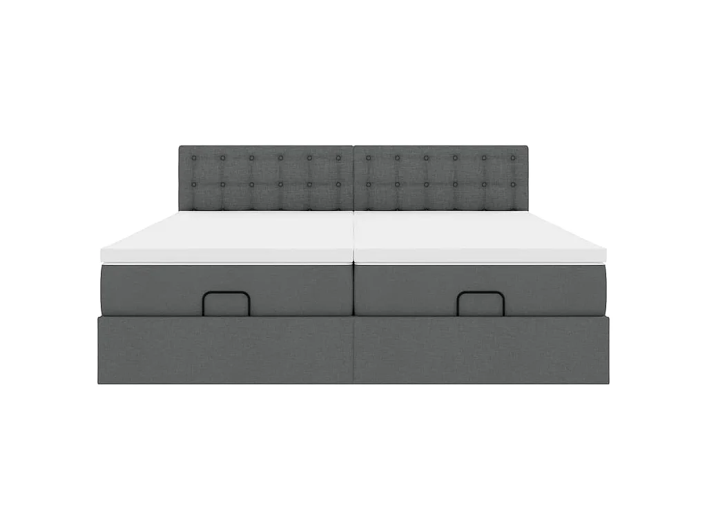 Ottoman-Bett mit Matratzen Dunkelgrau 160x200 cm Stoff