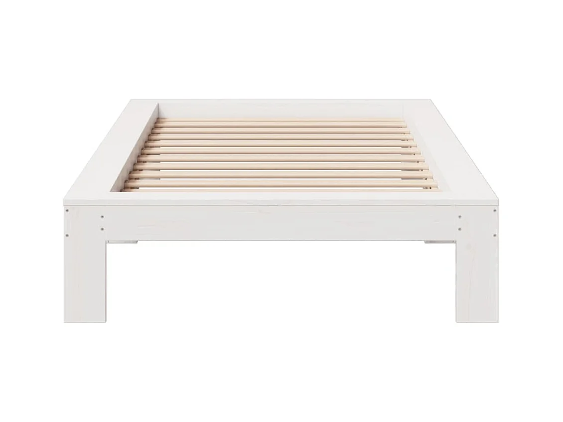 Massivholzbett ohne Matratze Weiß 90x200 cm Kiefernholz