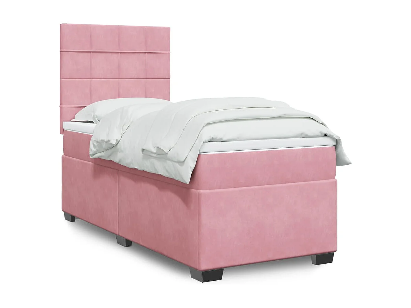 Giroletto a Molle con Materasso Rosa 90x190 cm in Velluto