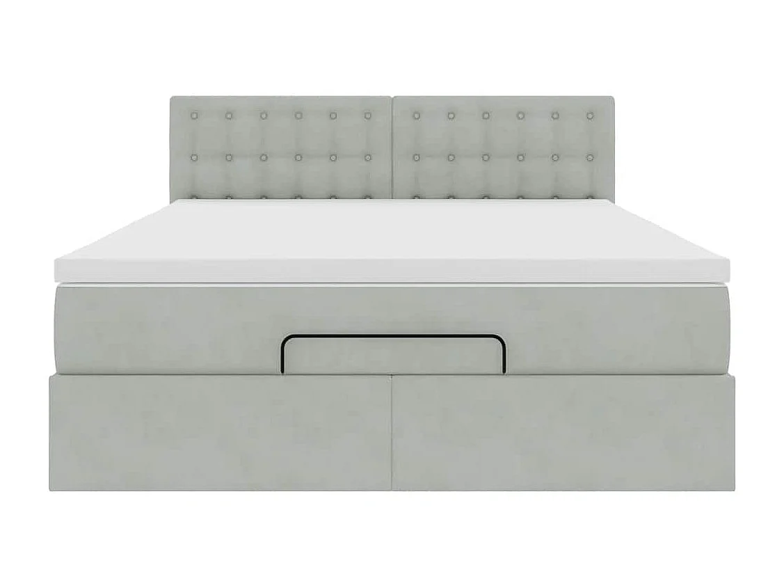 Ottoman-Bett mit Matratze & LEDs Hellgrau 140x200 cm Samt