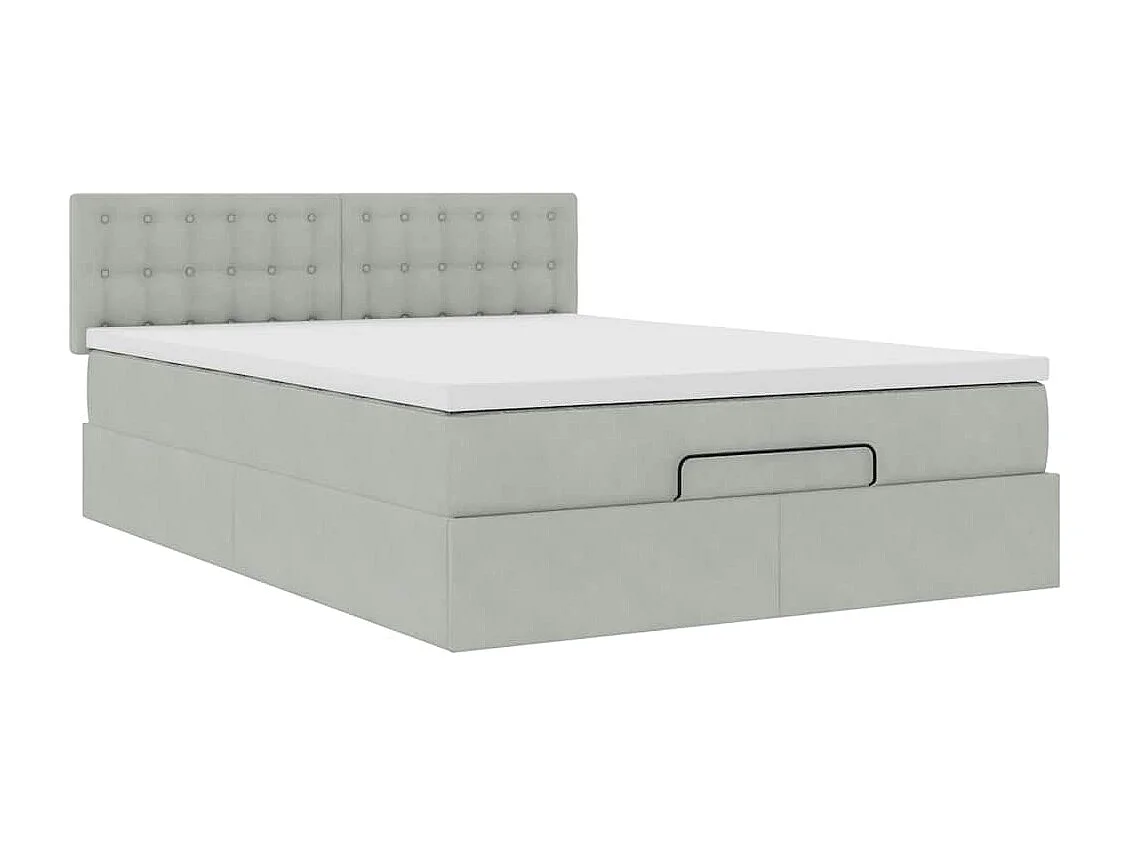 Ottoman bed met matras en LED's 140x200cm fluweel lichtgrijs