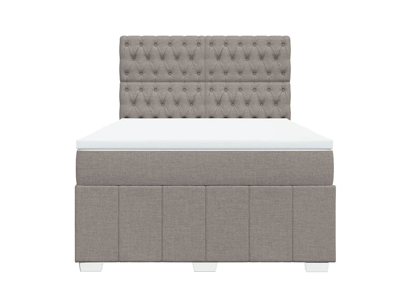 Cama box spring con colchón tela gris taupe 160x200 cm