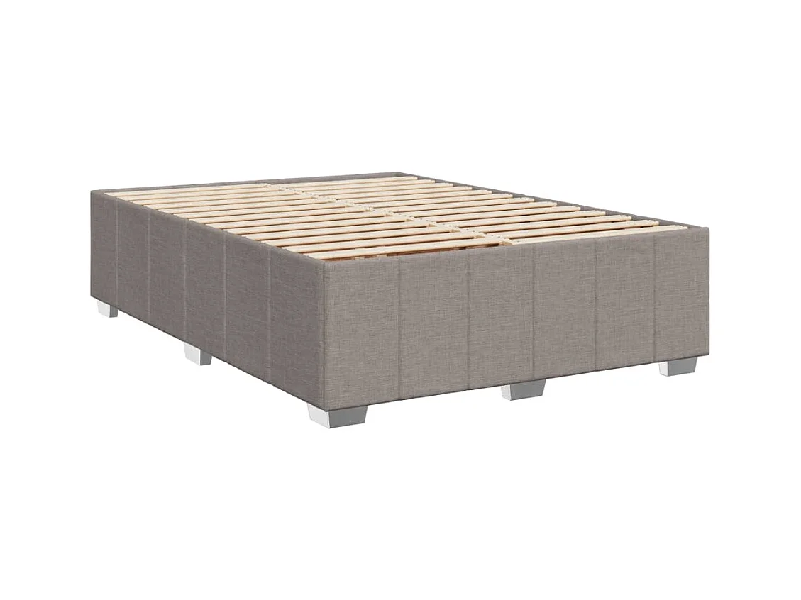 Cama box spring con colchón tela gris taupe 160x200 cm