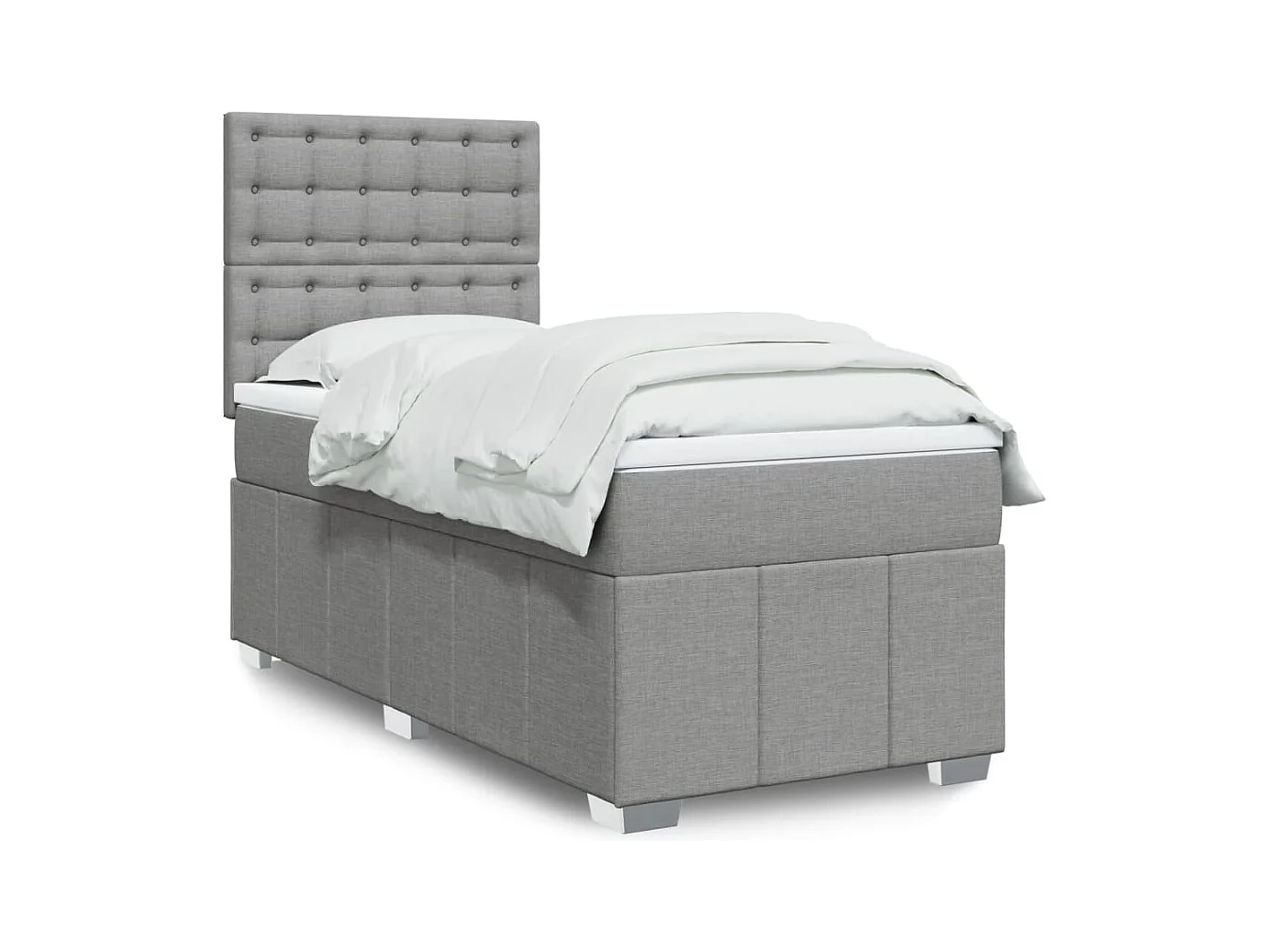 Boxspringbett mit Matratze Hellgrau 90x190 cm Stoff