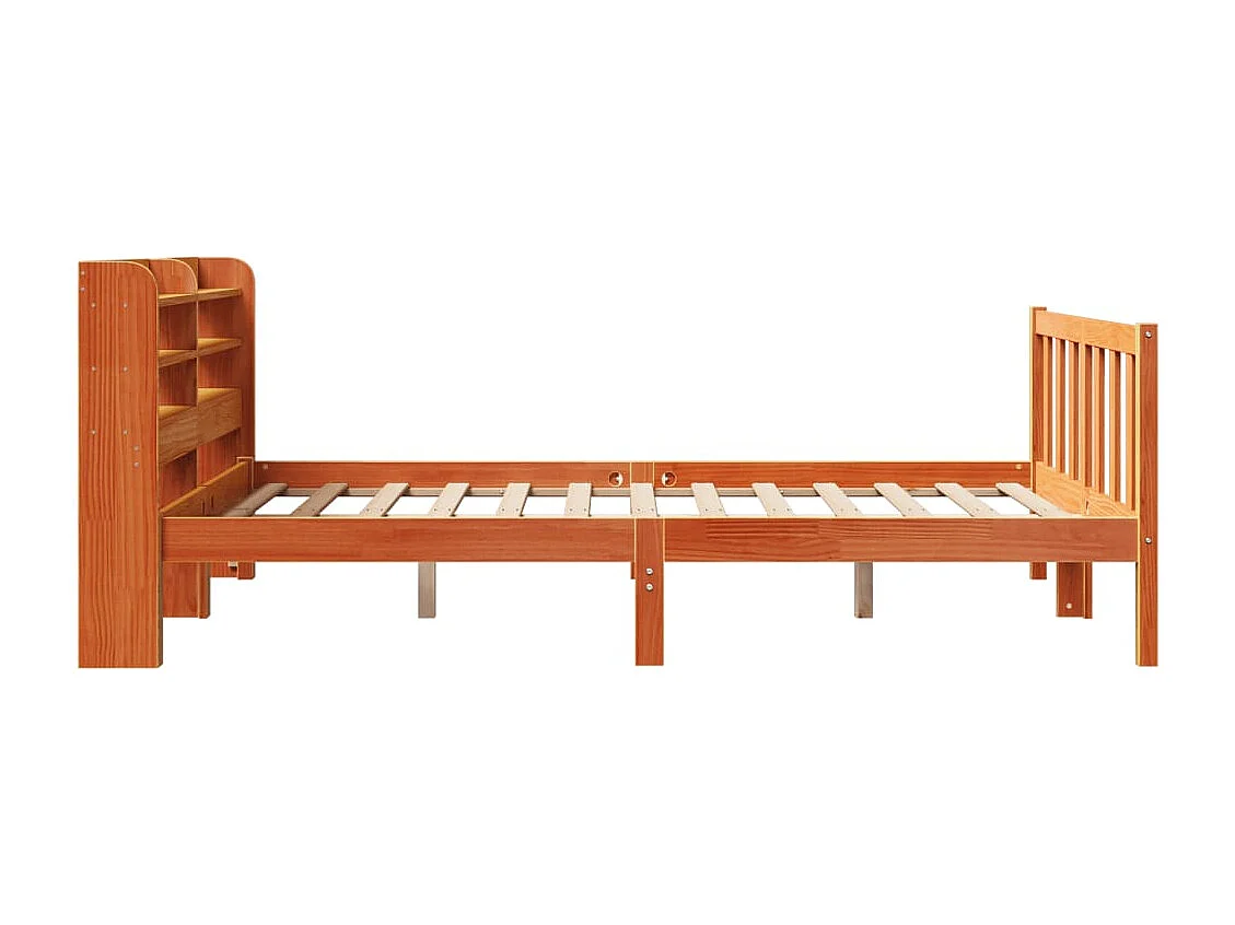 Estrutura cama c/ cabeceira 140x190cm pinho maciço castanho-mel