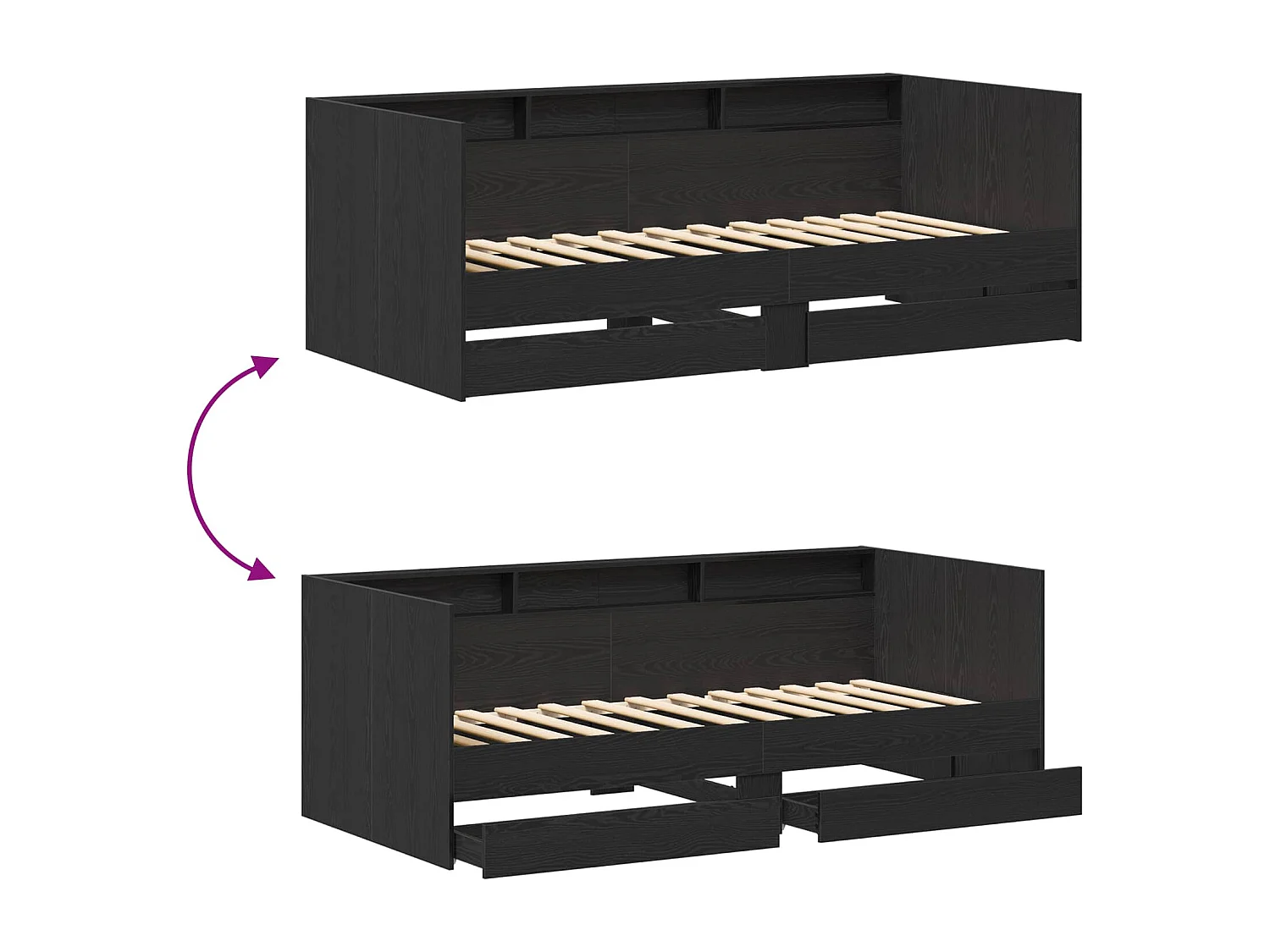 Lit de jour avec tiroir Gris 90 x 200 cm Bois d'ingénierie