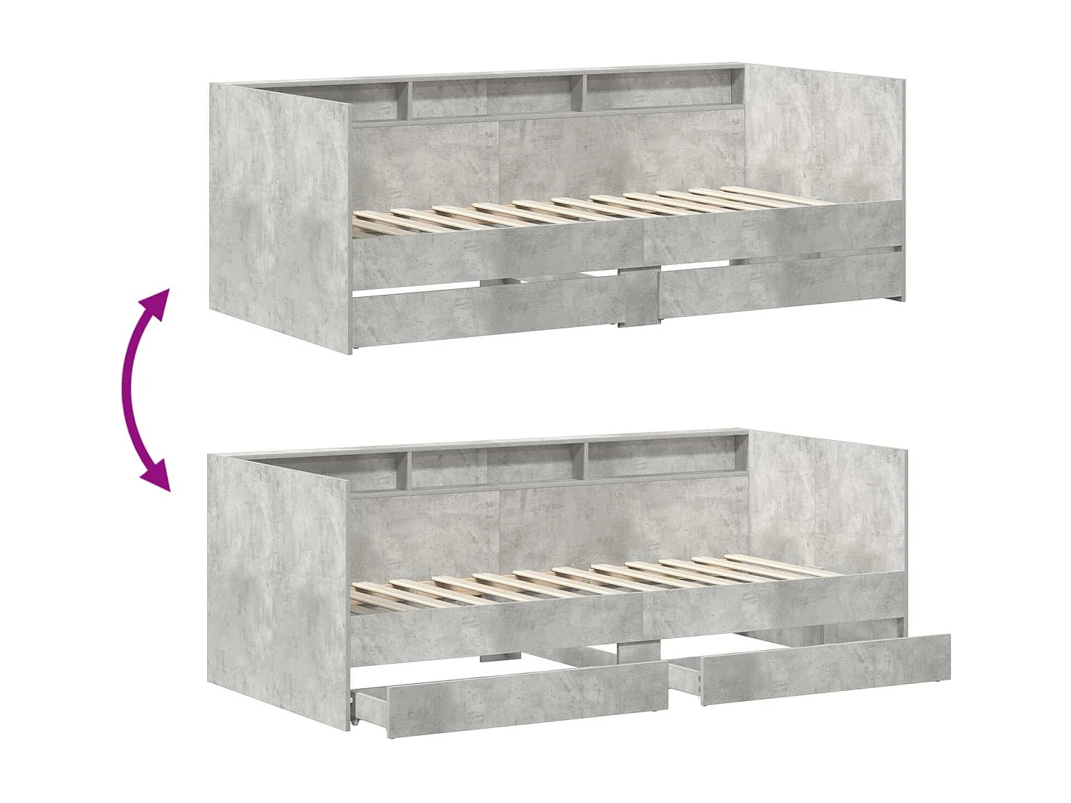 Tagesbett mit Schubladen Grau 90 x 200 cm Holzwerkstoff