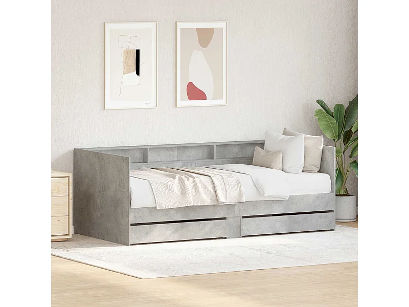 Tagesbett mit Schubladen Grau 90 x 200 cm Holzwerkstoff