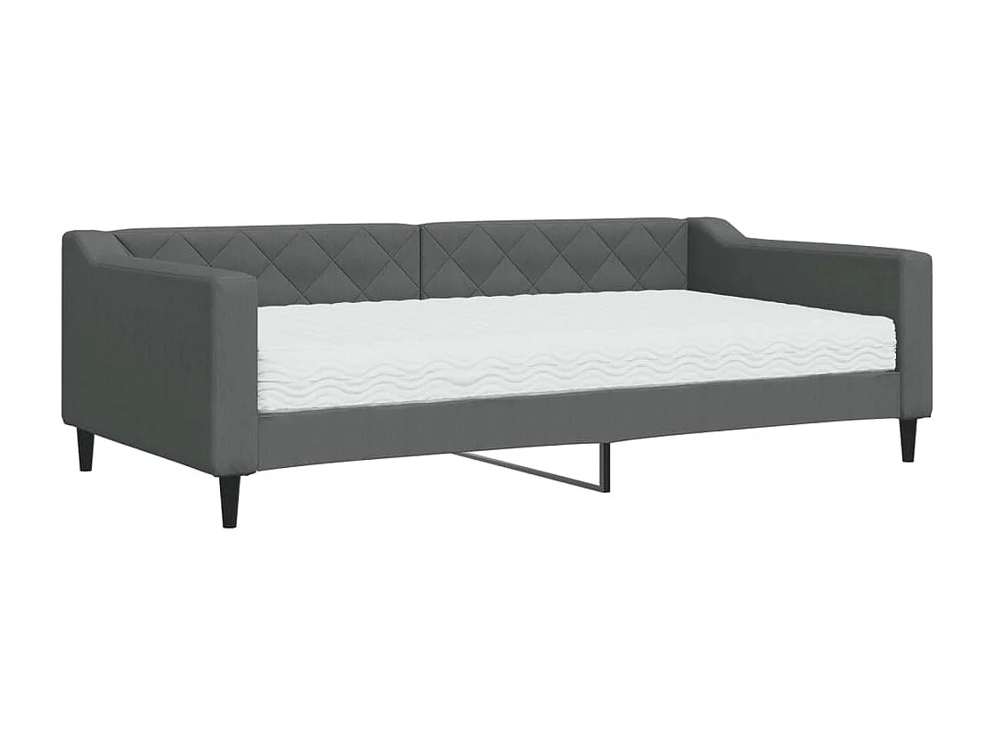 Lit de jour avec matelas gris foncé 100x200 cm tissu