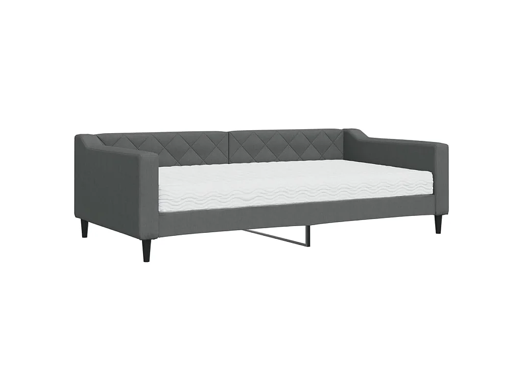 Divano Letto con Materasso Grigio Scuro 100x200 cm in Tessuto