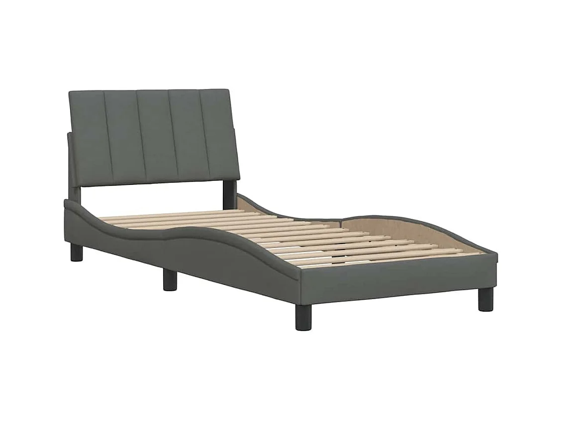 Cadre de lit sans matelas Hanko gris foncé 90x200 cm tissu