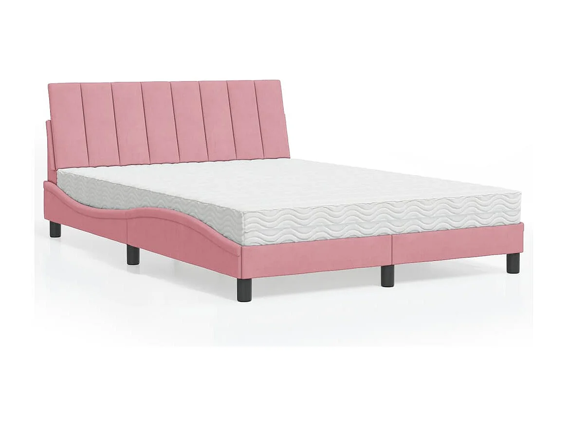 Lit avec matelas Hanko rose 140x190 cm velours