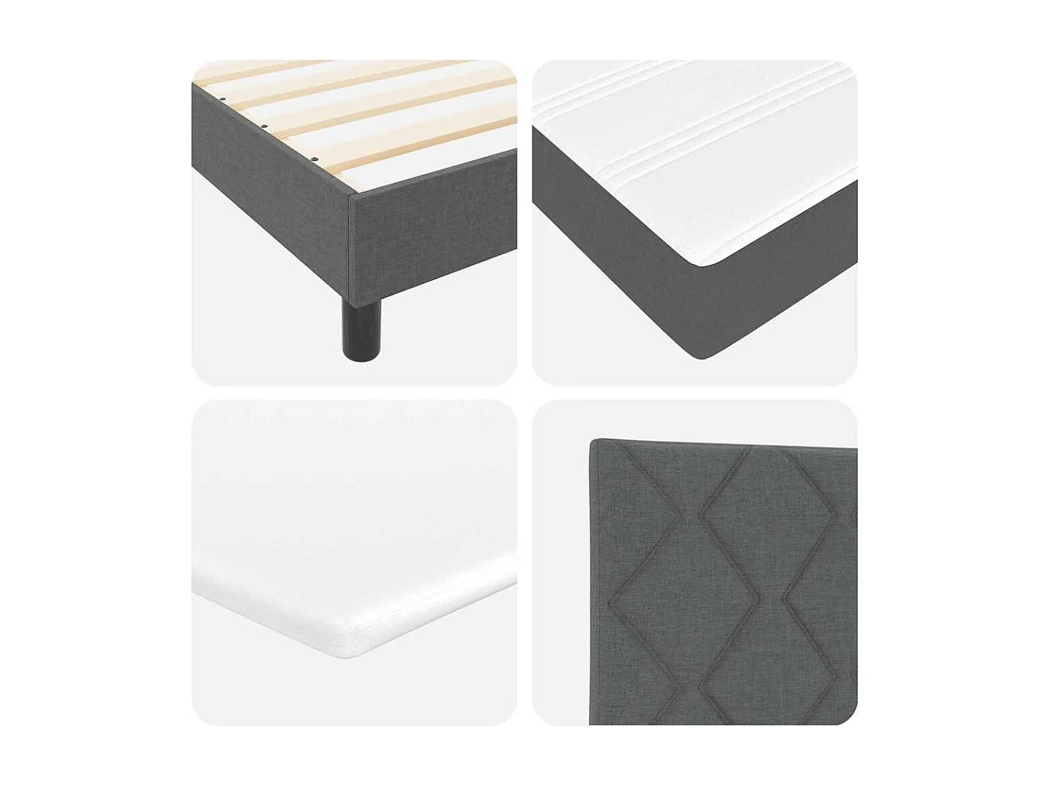 Letto box spring con materasso Grigio scuro 90 x 190 cm