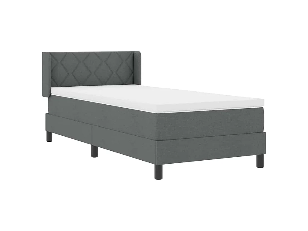 Lit à ressorts avec tête de lit Gris foncé 190 x 90 cm tissu