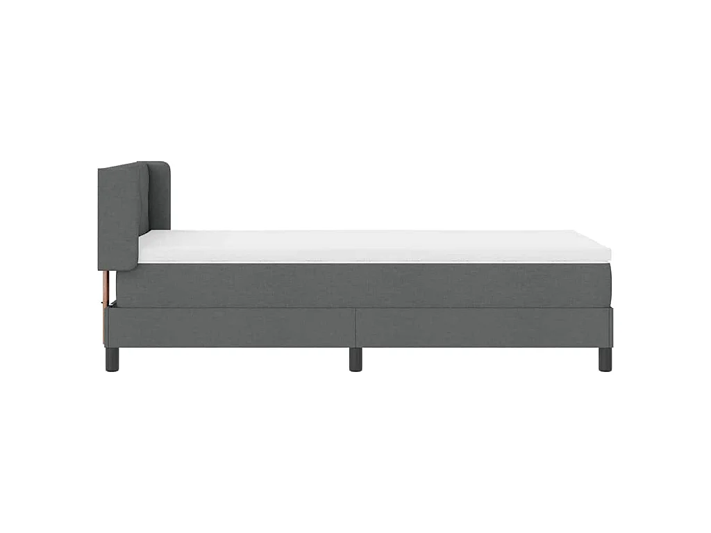 Lit à ressorts avec tête de lit Gris foncé 190 x 90 cm tissu