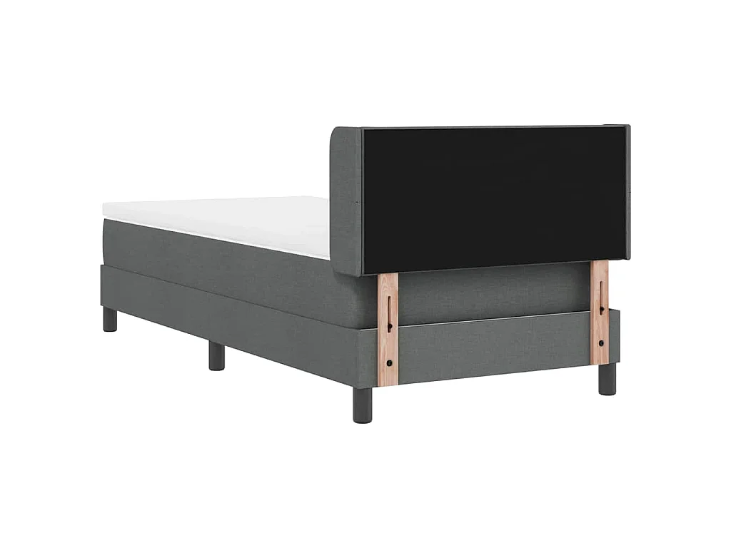 Lit à ressorts avec tête de lit Gris foncé 190 x 90 cm tissu