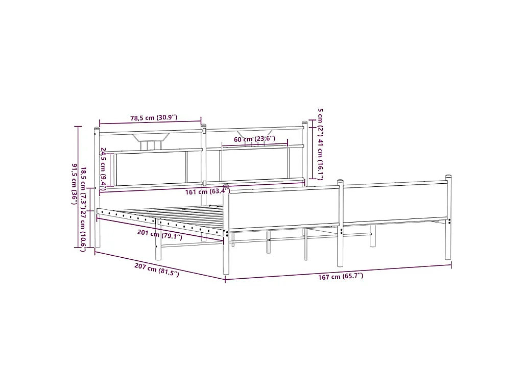 Bedframe zonder matras bewerkt hout bruin eikenkleur 140x190 cm