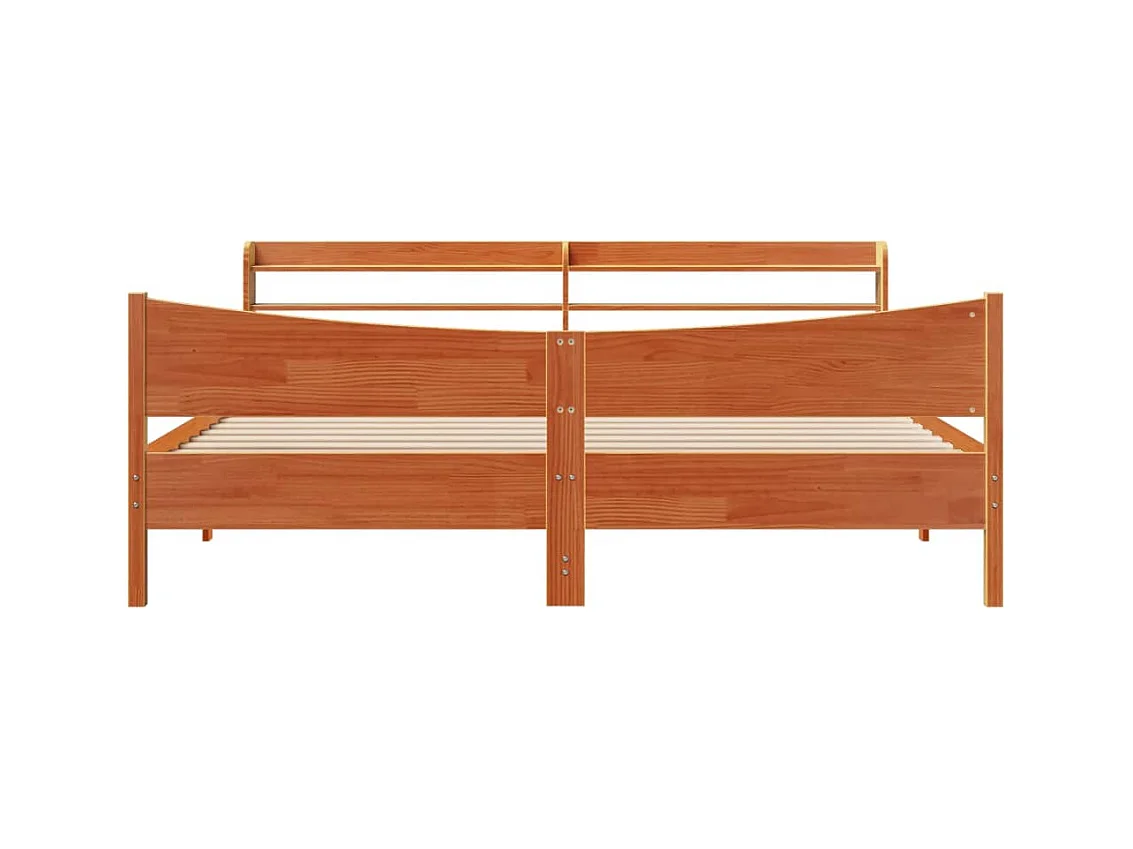 Cadre de lit et tête de lit cire marron 180x200 cm bois de pin