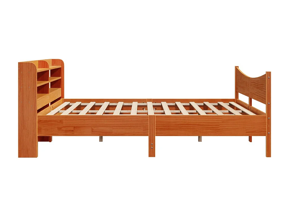 Cadre de lit et tête de lit cire marron 180x200 cm bois de pin