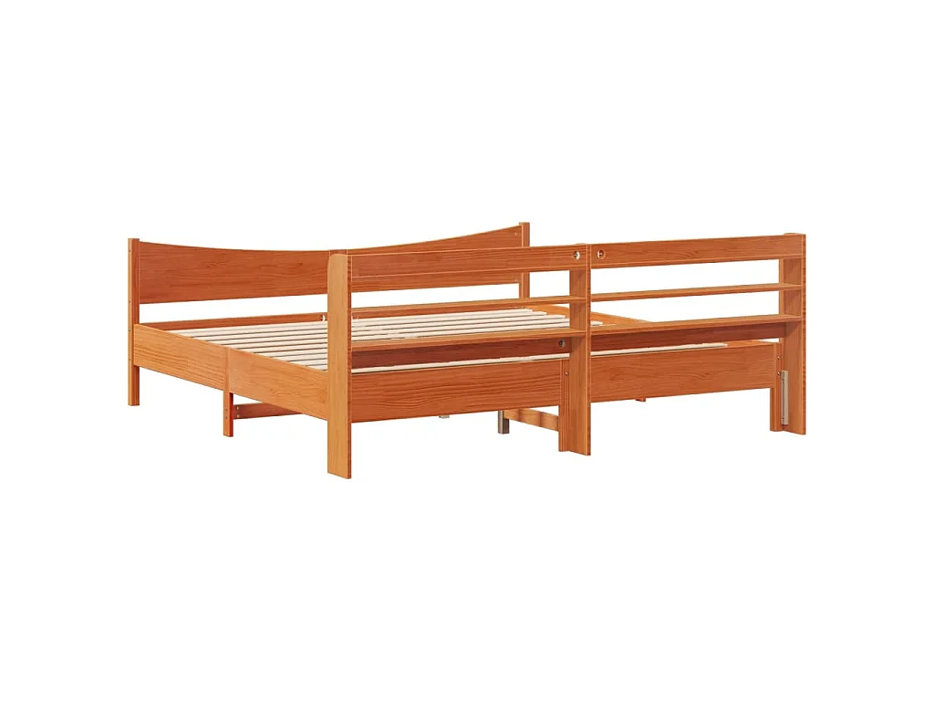 Giroletto con Testiera Marrone Cera 180x200 cm Massello Pino